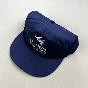Vintage Swimming Hat Cap Snapback Navy Blue Marin Aquatic Masters Lake Del Valle